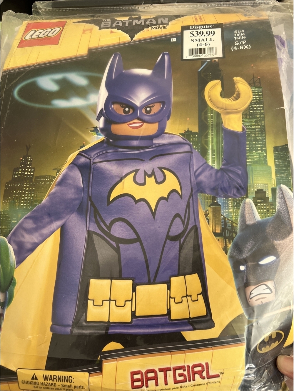 Lego Movie BATGIRL 3pc Halloween Costume, Girl Child Small 4-6, Top, Claw, Mask